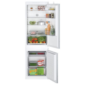 Frigorífico Bosch KIV86NSE0, Clase E, Combi Integrable, 177.2 x 54.1 cm. Puerta deslizante.