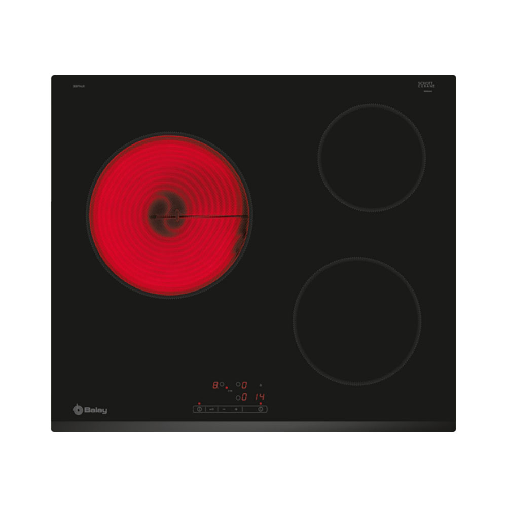 Placa BALAY 3EB714LR, 60 cm, Negro, Vitrocerámica, Encastrable