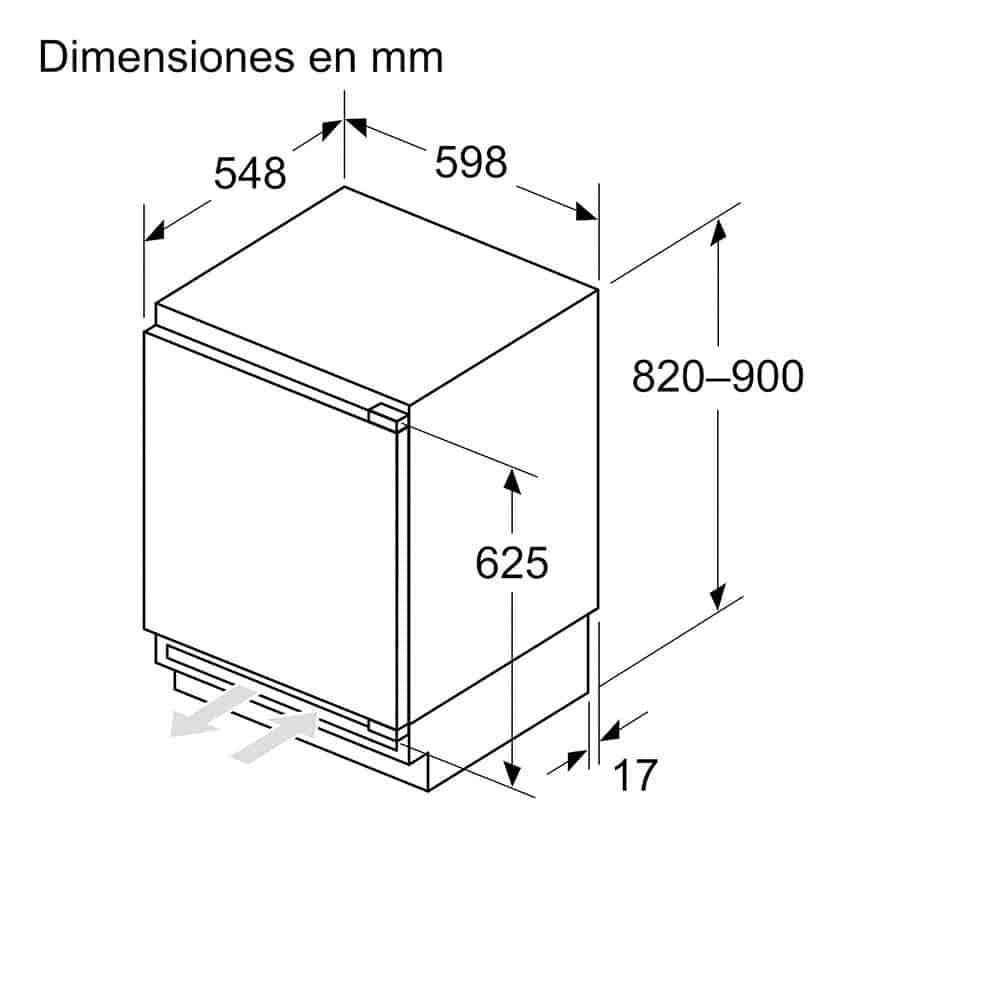 3GUE033F_0001_20754190_Appliance dimensions _ KUx2x V_AV GUN21 V_AV_es-ES