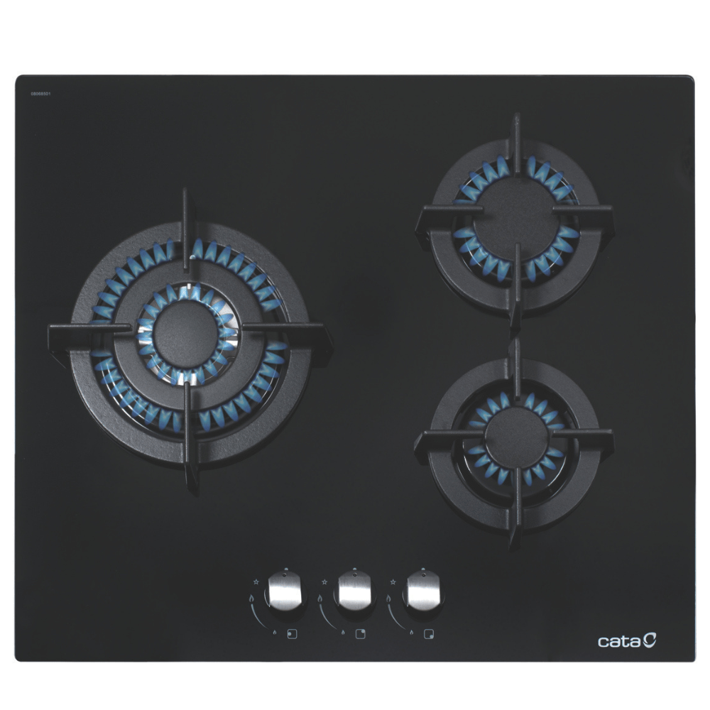 Placa de gas CATA CCI 6021 BK, Cristal negro, 60 cm, Cod. 08068501