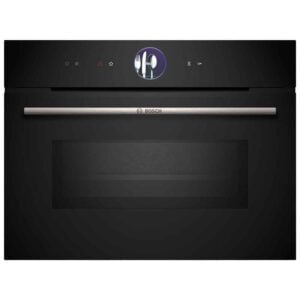 Horno compacto con microondas Bosch CMG7761B1 ,Pirolítico y asistente de limpieza por agua, 60 x 45cm, negro, 45 l. Home Connect