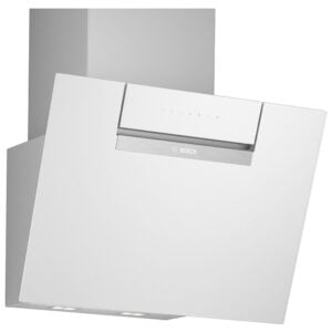 Campana BOSCH, DWK67FN20, 60 cm, Cristal blanco, Clase A+, Decorativa inclinada de pared