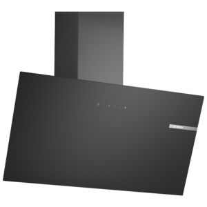 Campana decorativa pared Bosch DWK85DK60 60cm, Cristal negro, Clase A, Decorativa inclinada de pared 550 m³/h