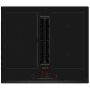 Placa con extractor integrado Siemens, ED631HQ26E, Sin perfiles, 60cm, Negro, Clase B.
