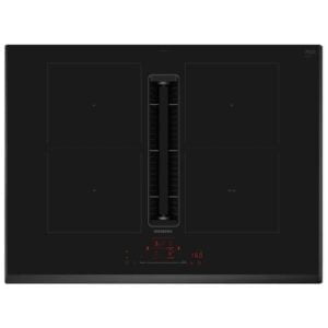 Placa con extractor integrado Siemens, ED751HQ26E, Sin perfiles, 70cm, Negro, Clase B.