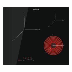 Placa EDESA EVT-6328 R, Vitrocerámica 60 cm 3 fuegos negro.