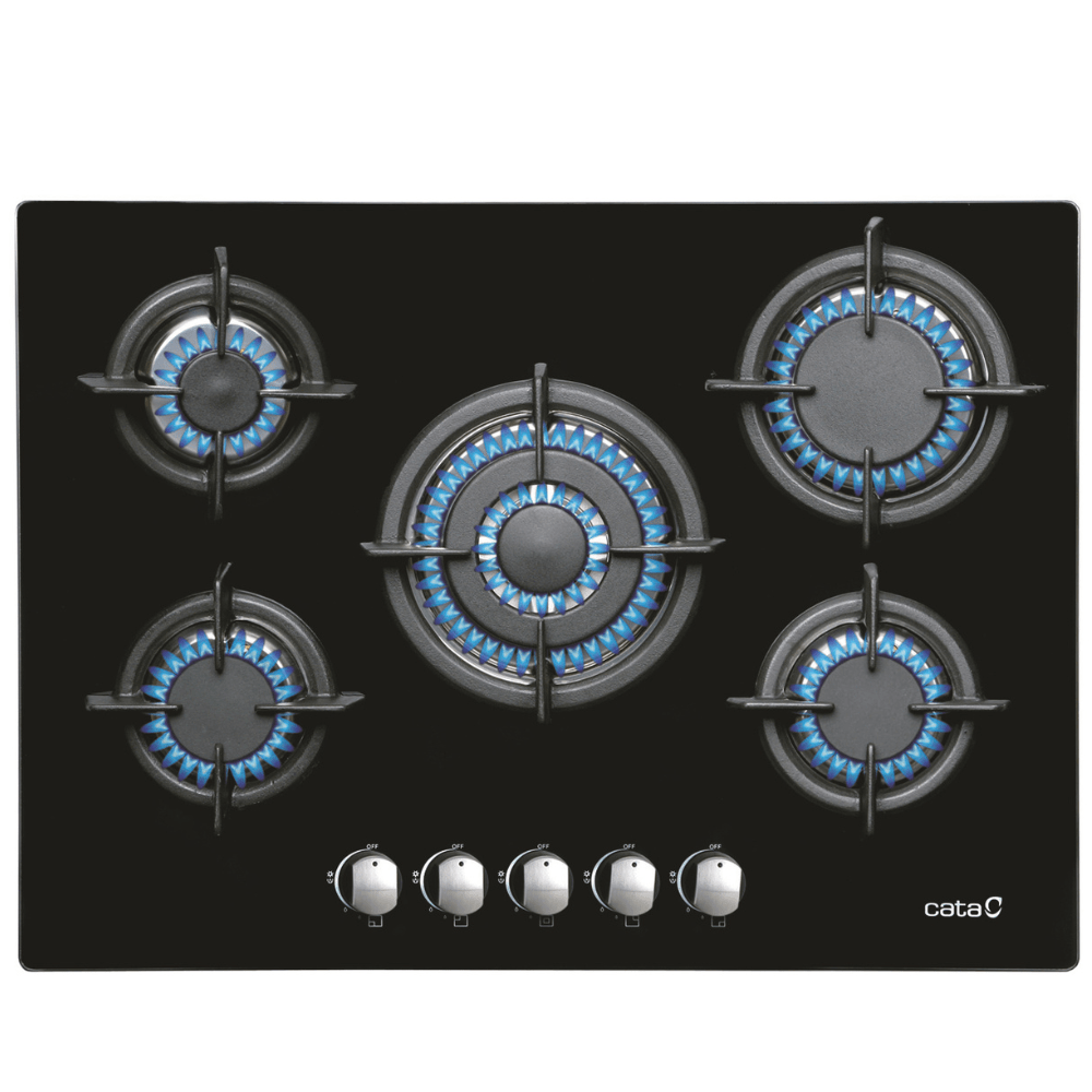 Placa de gas CATA L 7005 CI, Cristal negro, 70cm, Cod. 08046410.