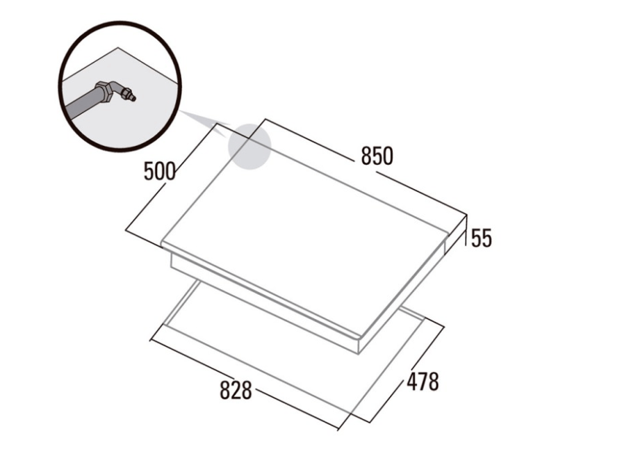 Placa de gas CATA LGI 9041 X, Inox, 85 cm, Cod. 08005350 - Imagen 2