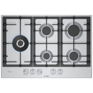 Placa BOSCH PCS7A5I90, 5 fuegos,75 cm, Acero Inoxidable, Gas.