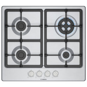 Placa BOSCH PGH6B5K90, 4 fuegos, 60 cm, Acero Inoxidable, Gas.