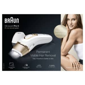 Depiladora BRAUN Silk-Expert Pro 5, PL5160 Body, face & bikini, Luz Pulsada Intensa (ipl) Oro, Blanco