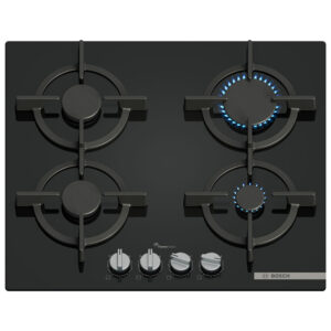 Placa BOSCH PPP6A6I10, 60 cm, 4 fuegos, Vidrio Templado, Negro, Gas.