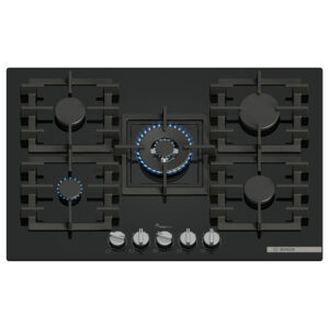 Placa BOSCH PPQ7A6I40, 75 cm, 5 Fuegos, Vidrio Templado, Negro, Gas.