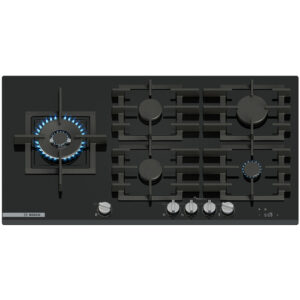 Placa BOSCH PRS9A6H40, 90 cm, Vidrio Templado, Negro, Gas.