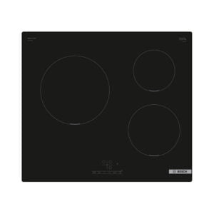 Placa BOSCH PUC611BB5E, 60 cm, Una zona de 24 cm, 18cm y 15 cm, Negro, Sin Perfiles, Inducción