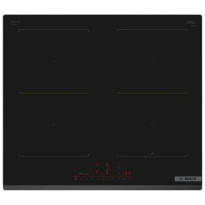 Placa de inducción Bosch, PVQ631HC1E, Función CombiInducción y dos zonas de 18cm y 15cm, serie 6, sin perfiles, 60cm, Negro.
