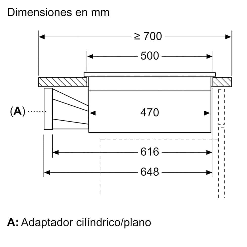 PVS611B16E_0007_24352403_Venting_Installation_Horizontal_adapter_combination_with_VC2_and_flat_to_round_adapter_top_moun