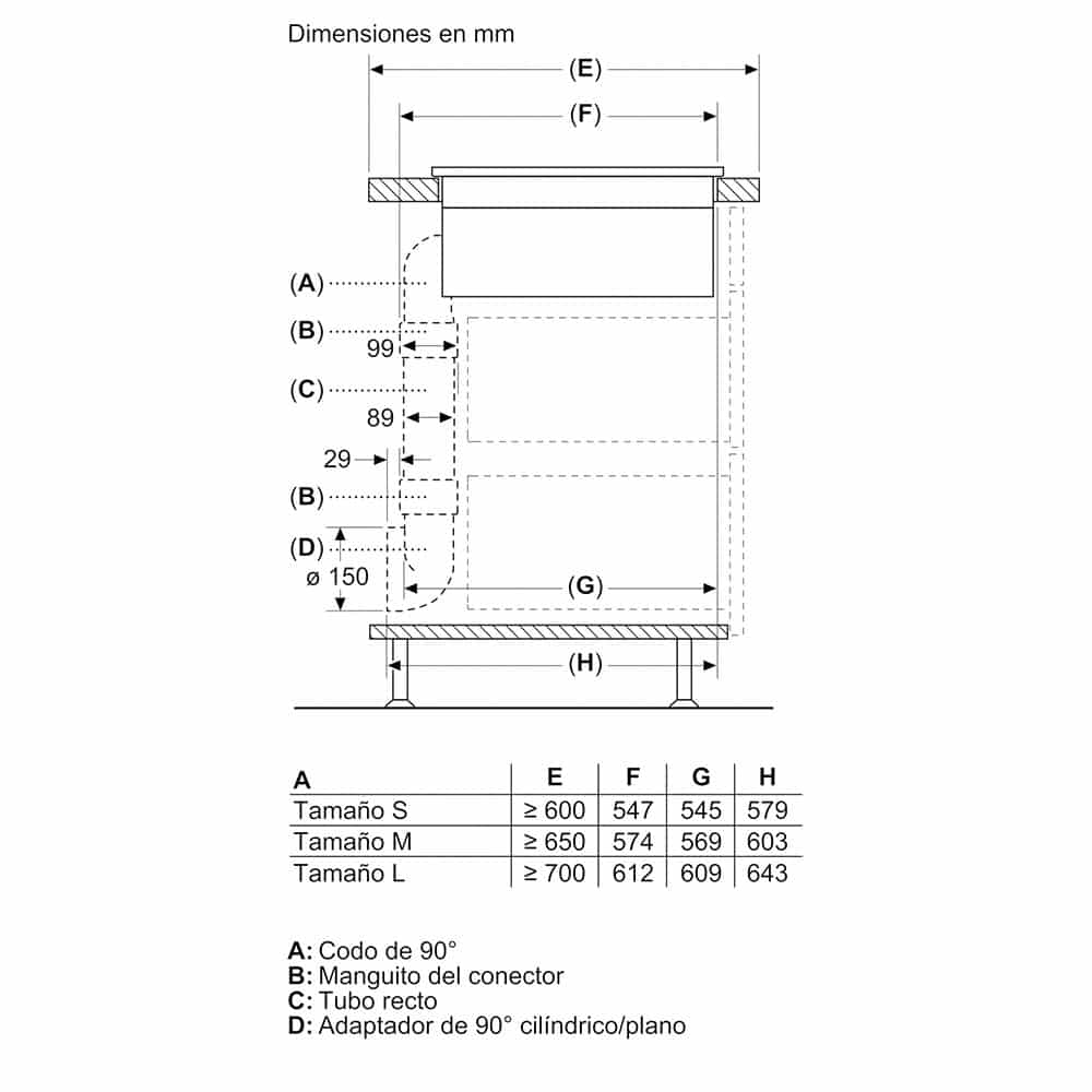 PVS611B16E_0011_19802509_Venting_Installation_90 Adapter round-flat installation_top mounted_es-ES