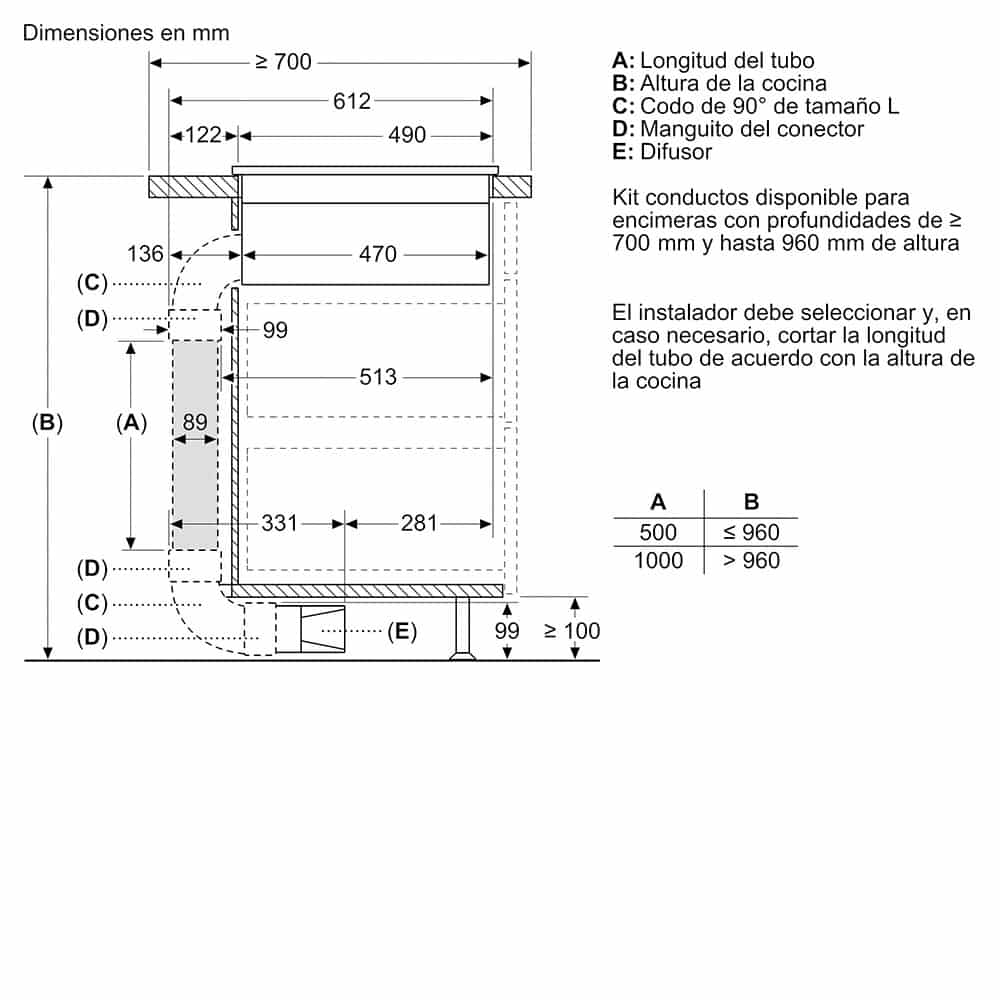 PVS611B16E_0019_16534169_Ducted_recirculation exhaust_side_90_Bow_L_top_mounted_es-ES