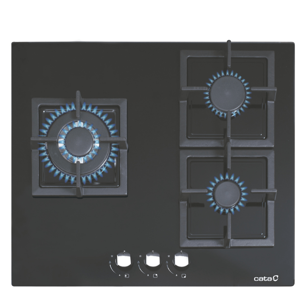 Placa de gas CATA SCI 6021 BK ,Cristal negro, 60 cm, Cod. 08068405