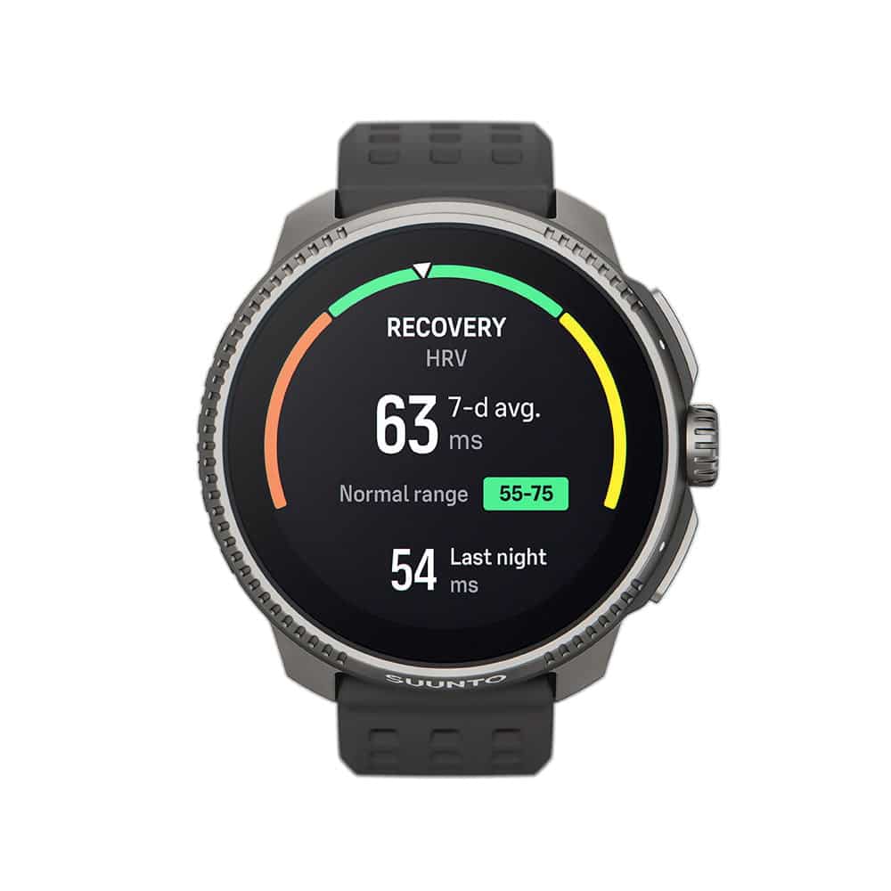 SMARTWATCH SUUNTO RACE TITANIUM CHARCOAL 49MM_0005_263661-2_SS050932000_SuuntoRace_l-front-widget-recovery-hrv-normal_EN