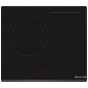 Placa de inducción Bosch, PVJ631HC1E, CombiInducción y zona de 28/38cm, serie 6, Con perfiles, 60cm, Negro.