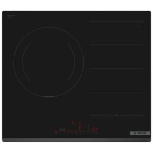 Placa de inducción Bosch, PXJ631HC2E, serie 6, Flexinducción y zona de 28cm, Con perfiles, 60cm, Negro.