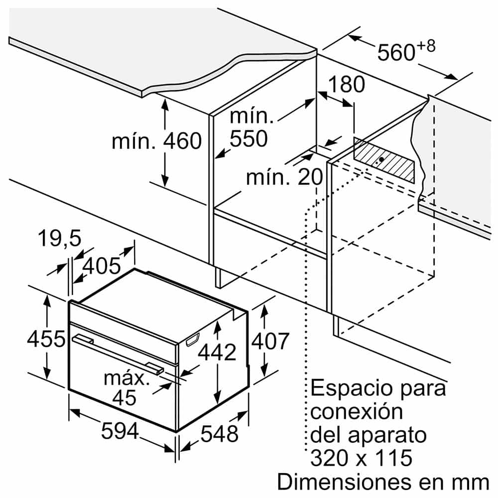 Serie 8 Horno compacto con vapor 60 x 45 cm Negro CSG7361B1_0004_MCZ_00775632_423009_CD634GBS1_es-ES