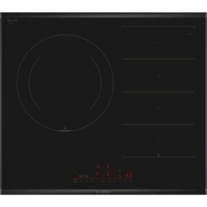 Placa de inducción Bosch, serie 6 ,PXJ675HC1E, Zona Flexinducción y dos zonas de 21 cm y 28 cm, Con perfiles, 60cm, Negro.