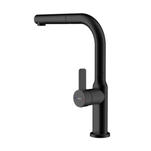 Grifo de cocina TEKA Monomando de cocina con maneral extraíble y diseño ovalado Oval 938 Negro Ref: 116020019