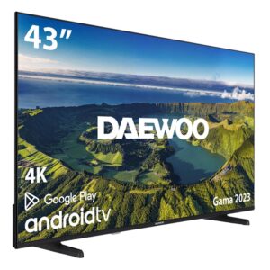TV 43" Daewoo 43DM72UA Smart Tv. , Clase F, Negro, UHD , Android TV, WiFi